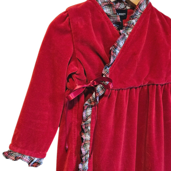 SUPER CUTE! Ralph Lauren Toddler Velour Holiday Dress Red 18 Months - Picture 4 of 8